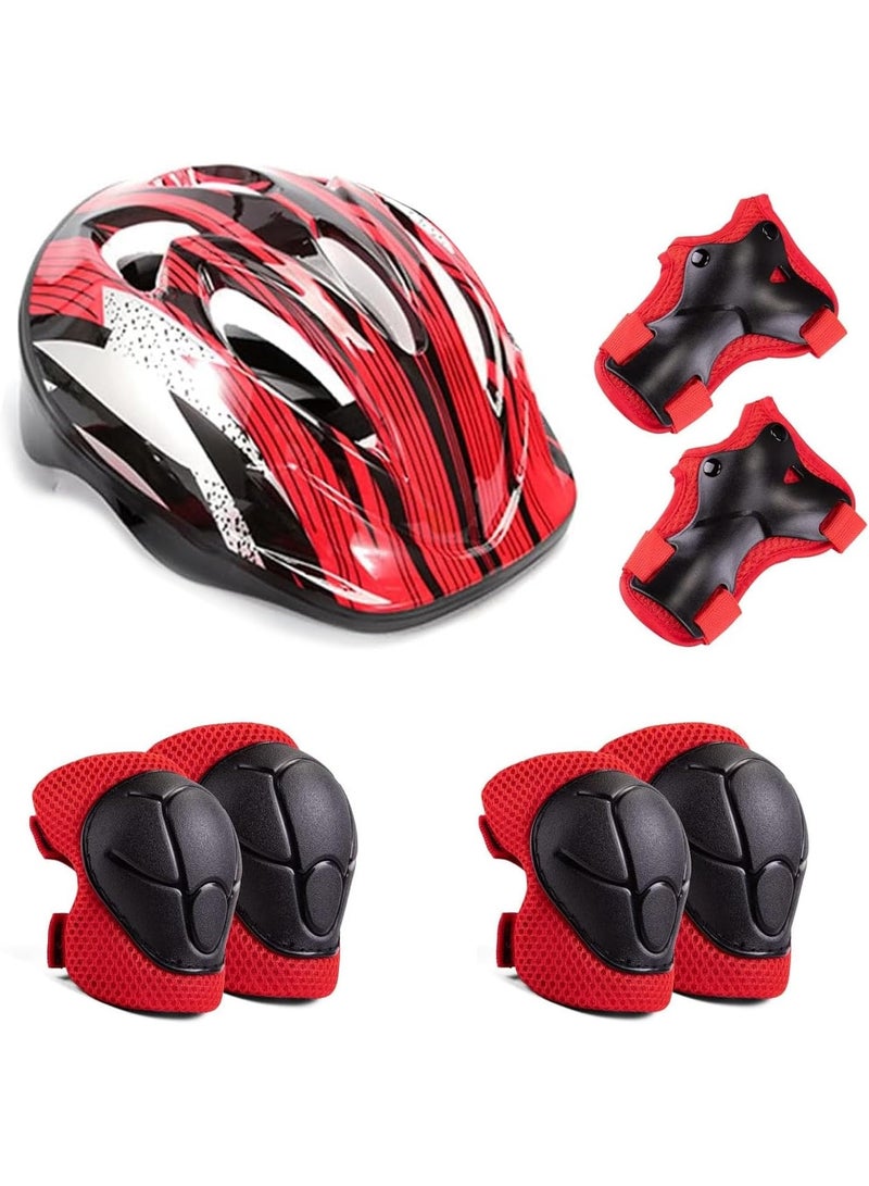 DubaiGallery Children Protective Gear Set Including Bike Helmet Knee Pads Elbow Pads Wrist Guards, Shock Resistant Safety Equipment for Cycling Skating Scooter Outdoor Sports for Kids - Image 1